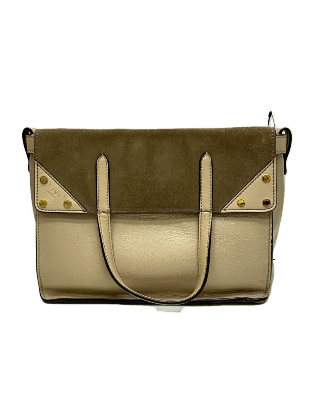 Fendi Shoulder Bag Leather Beige
